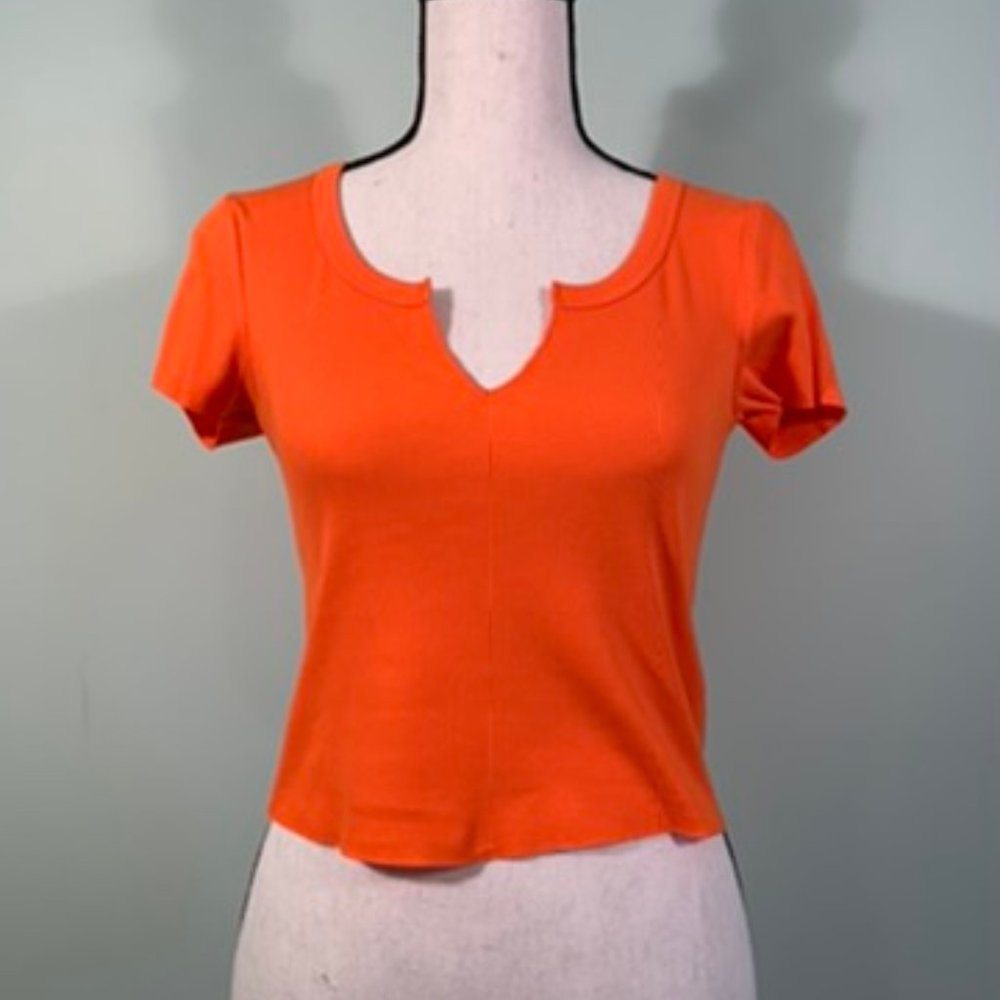 Orange Ribbed T-Shirt
